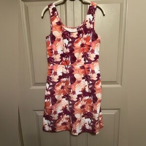 LOFT Floral Mini Dress - Orange and Purple
